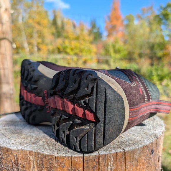 Women's LL Bean Maine Tall Ankle Hiking Boots Brown Forest Green 8.5 Wide - Picture 9 of 11